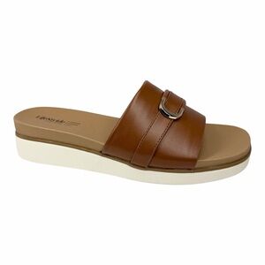 LifeStride Women's Genevieve Square Open Toe Slide Sandals Tan Size 11M